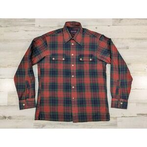 Vintage 70s Hathaway Lochlana Shirt Mens Medium Wool Blend Plaid Work